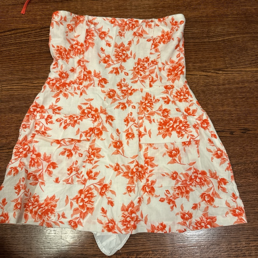 High Waist Floral Orange Women's Shorts